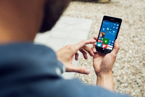 Microsoft Lumia 950 smartphone, Photo supplied by Microsoft News Center, 2015.